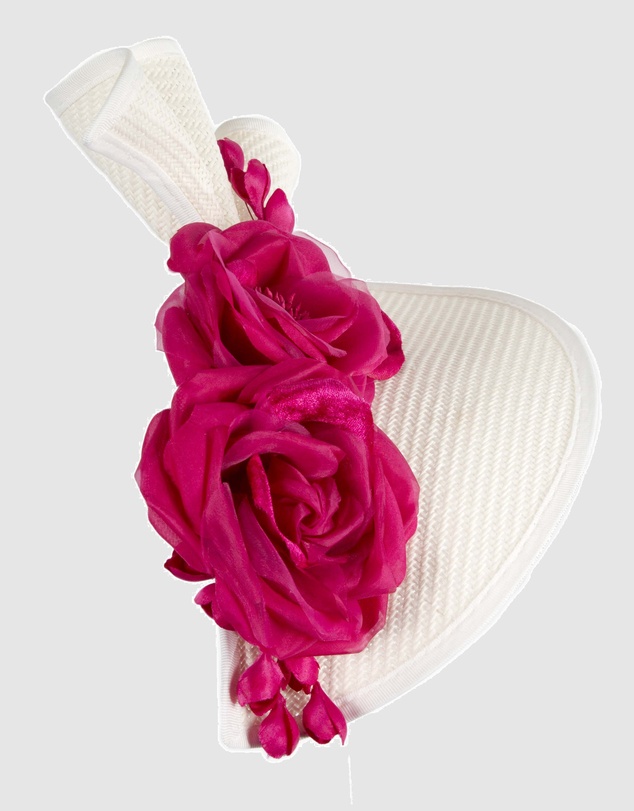 Fillies Collection - Bespoke Sculpted White Fuchsia Racing Fascinator