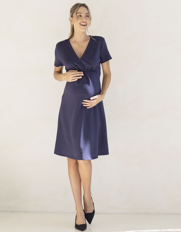 Angel Maternity - Colette Soft Ponte Work Dress in Navy