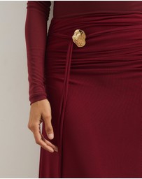 Atmos&Here - Valentia Belted Mesh Maxi Skirt