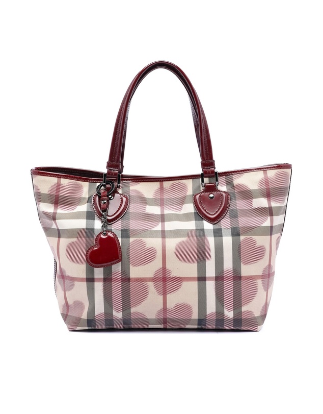 Pre-Loved by Azura Reborn - Pre-Loved House Check Coated Canvas Hearts Gracie Tote