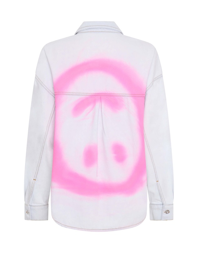 ONE TEASPOON - Hand-Sprayed Smiley Daria Denim Shacket - Bel Air Blue