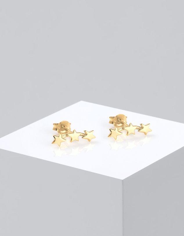 Elli Jewelry - Star Stud Earrings in Gold-Plated 925 Silver