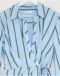 Revibe - Repaired Shona Joy Saxon Draped Shirt Mini Dress - AU 12