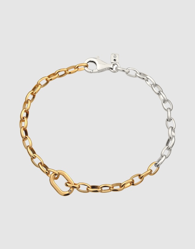 Kuzzoi - ICONIC EXCLUSIVE - Bracelet Male Crystals Link Chain with Crystal 925 Sterling Silver Bicolor