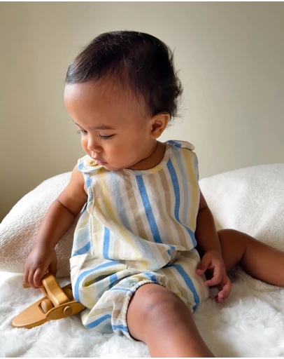 Purebaby - Linen Blend Romper- Kids-Babies