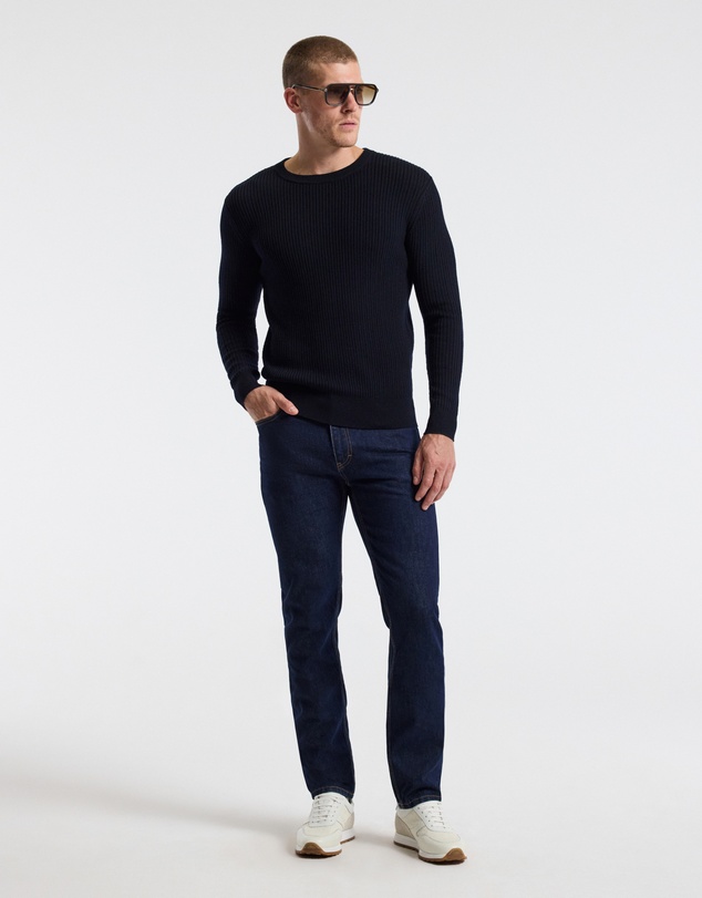 Calibre - Slim Merino Wool Rib Sweater Navy