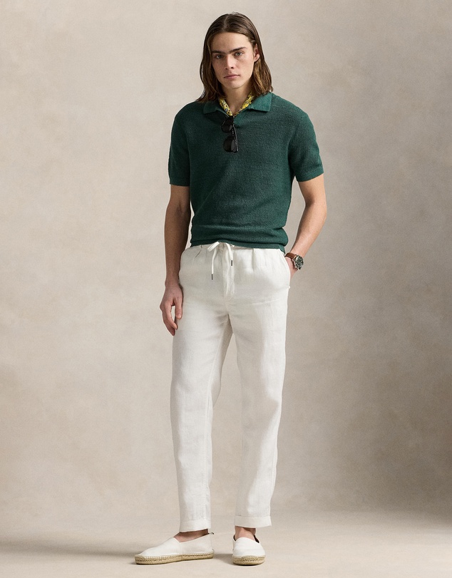 Polo Ralph Lauren - Mesh-Knit Linen Johnny-Collar Sweater