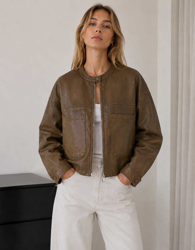 KAJA Clothing - Sage Leather Jacket