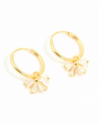 Lovisa - Gold Plated Sterling Silver Cubic Zirconia Bow Huggie Earrings