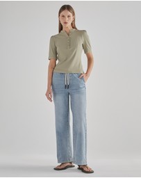 DRICOPER DENIM - Misha Sage Green Rib Top