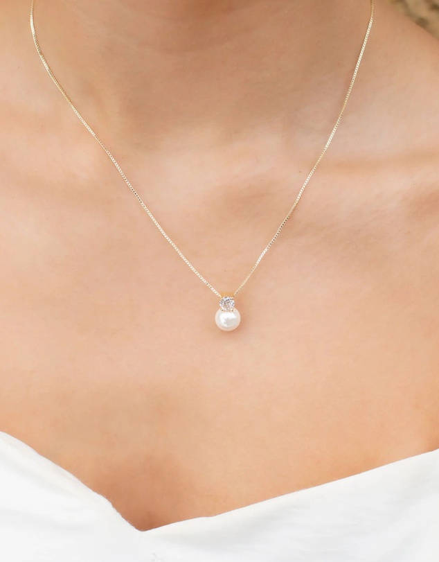 The White Collection - Anna - Delicate Gold Pearl Bridal Necklace