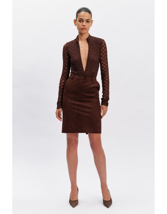 Bardot - Vanessa Faux Suede Midi Skirt
