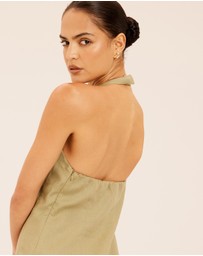 AERE - Zali Linen Halter Mini Dress