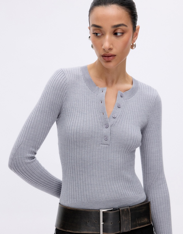 Minima Esenciales - Wren Merino Wool Rib Knit Top