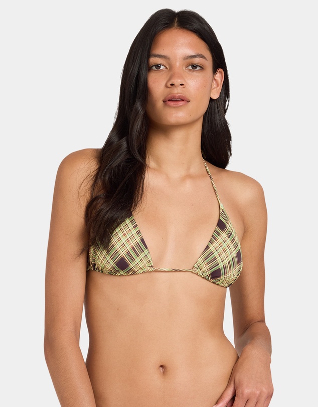 RVCA - Womens Boulevard Plaid Halter Tri Bikini Top