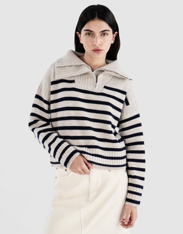 rag & bone - Ilaria Stripe Half Zip Sweater