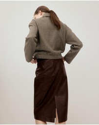 M.N.G - Croco Faux Leather Midi Skirt