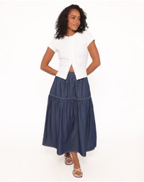 Petal & Pup - Meadow Midi Denim Skirt - Dark Wash
