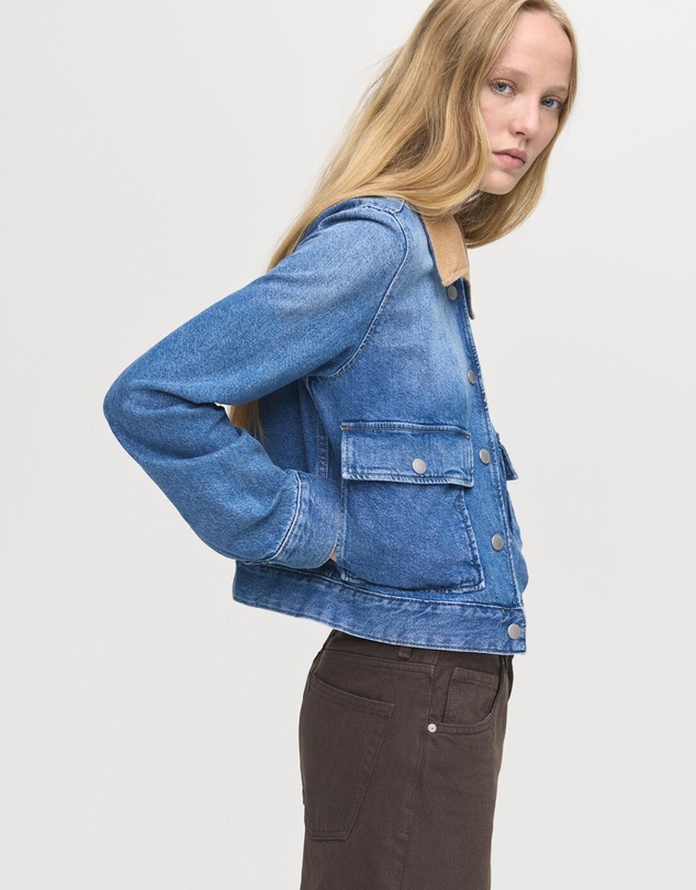 M.N.G - Corduroy Collar Denim Jacket