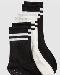 High Heel Jungle - Varsity Pilates/Yoga Grip Socks - 3 Pack