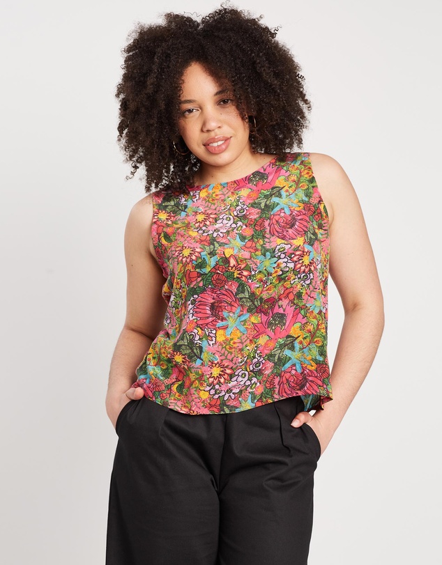 The Social Outfit - Silk Shell Top - Fairfield Bloom