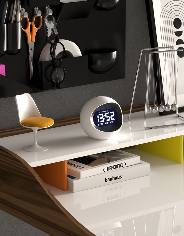 Newgate - Newgate Centre Of The Earth Lcd Alarm Clock White