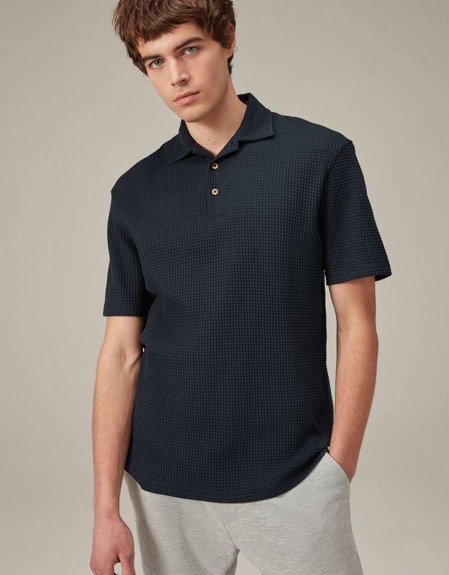 NEXT - Textured Waffle Polo Shirt