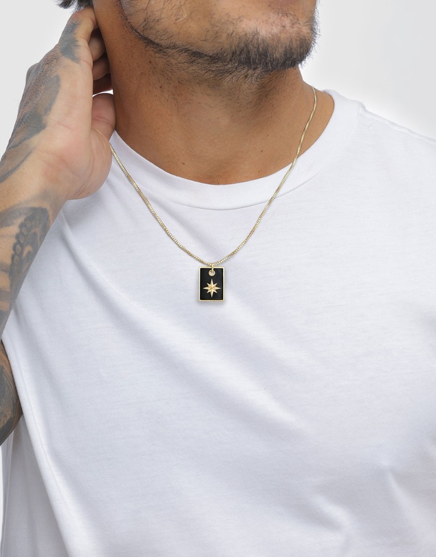 Kuzzoi - ICONIC EXCLUSIVE - North Star Dog Tag Necklace in Gold-Plated 925 Silver