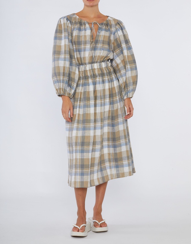 Amelius - Allegra Linen Plaid Dress