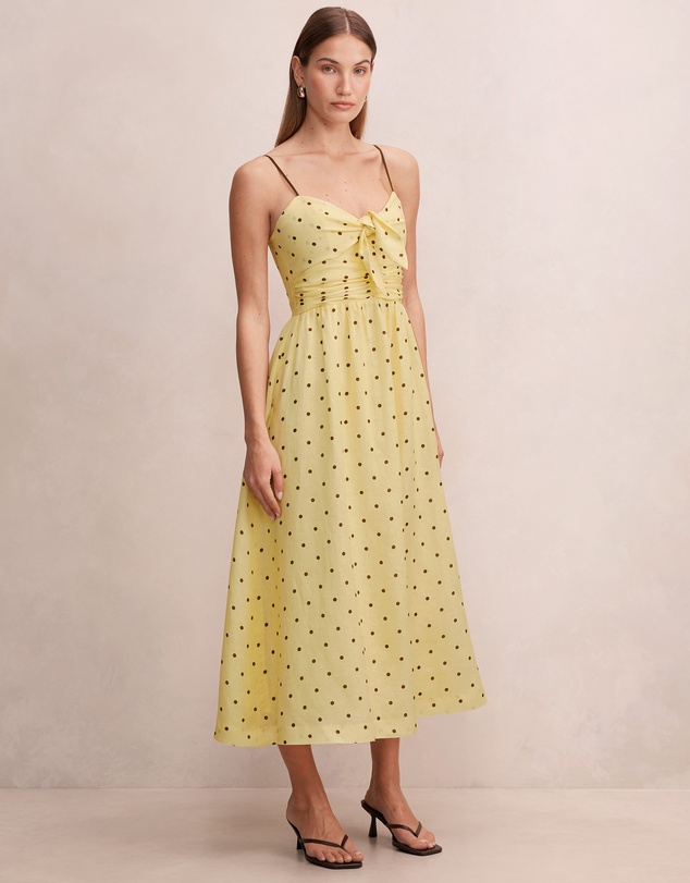 Forever New - Isabella Tie Front Linen Midi Dress