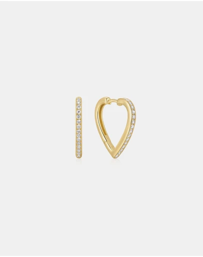 Ania Haie - Ania Haie Gold Medium Sparkle Heart Huggie Hoop Earrings