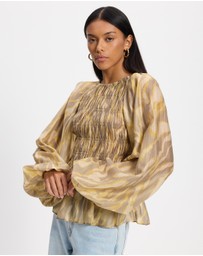 & Other Stories - Balloon-Sleeve Smocked Blouse