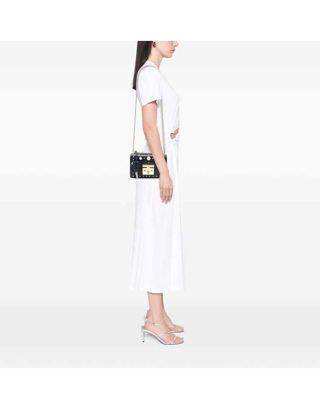 Pre-Loved by Azura Reborn - Pre-Loved Small Pearl Studded Leather Padlock Crossbody