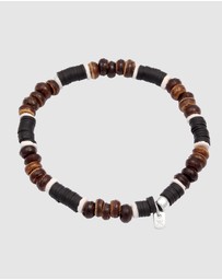 Kuzzoi - ICONIC EXCLUSIVE - Bracelet Male Heishi and Brown Coconut Beads 925 Sterling Silver