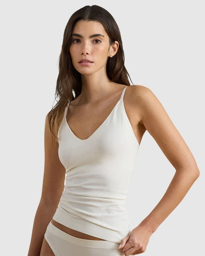 Lauren by Ralph Lauren - Herringbone Seamless Fitted Shelf Bra Camisole