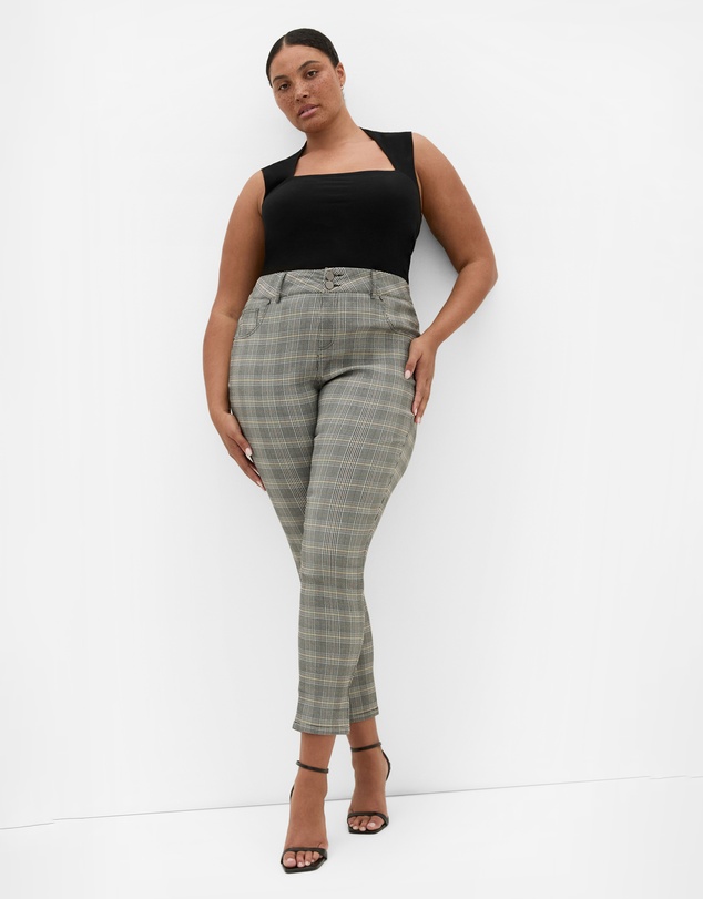 City Chic - Plus size Bengaline Check Pant - black