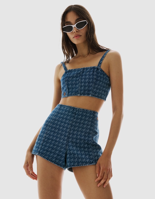 Perfect Moment - Denim Houndstooth Bralette