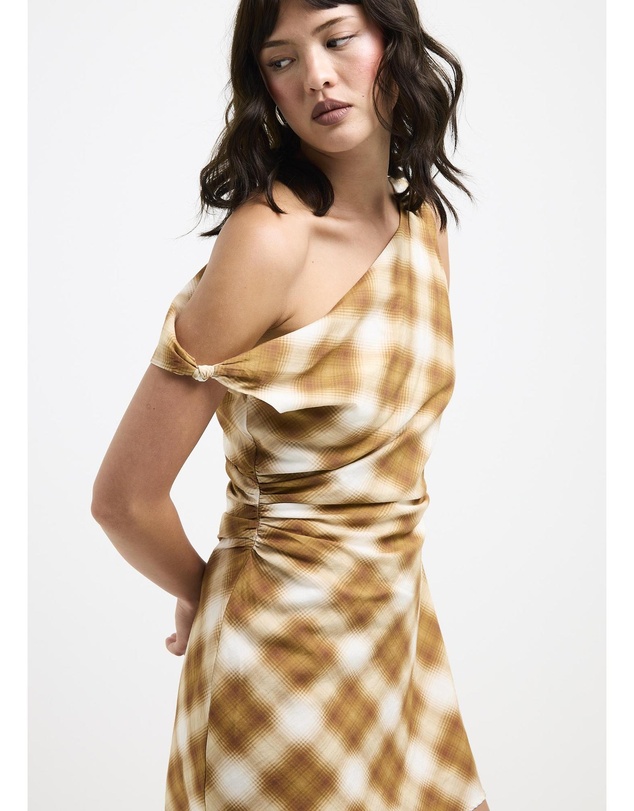 Alice In The Eve - Alyssa Plaid Off Shoulder Mini Dress