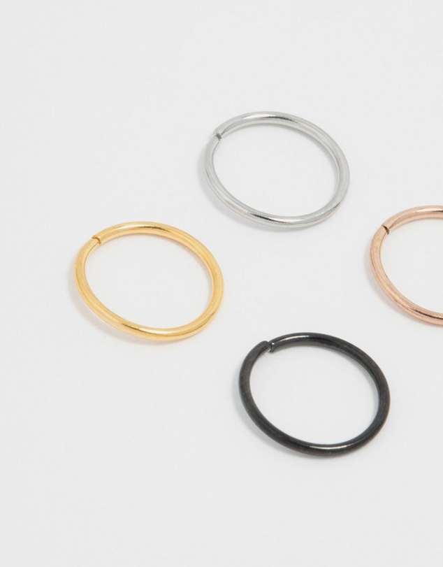 Lovisa - Plain Surgical Steel Nose Rings 4-Pack