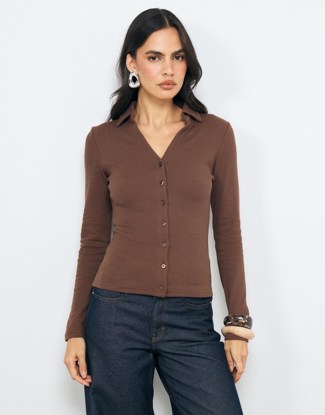 AERE - Tess Button Through Top