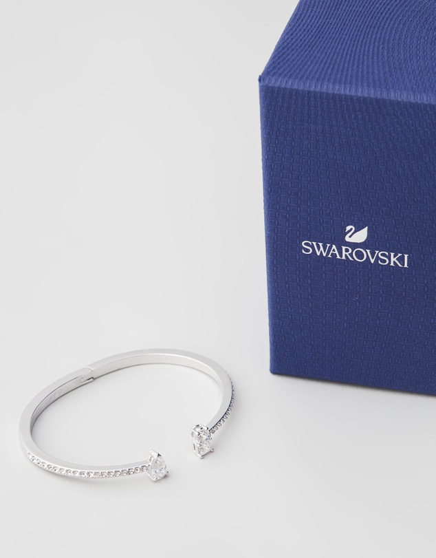 Swarovski - Mesmera cuff, Mixed cuts, White, Rhodium plated