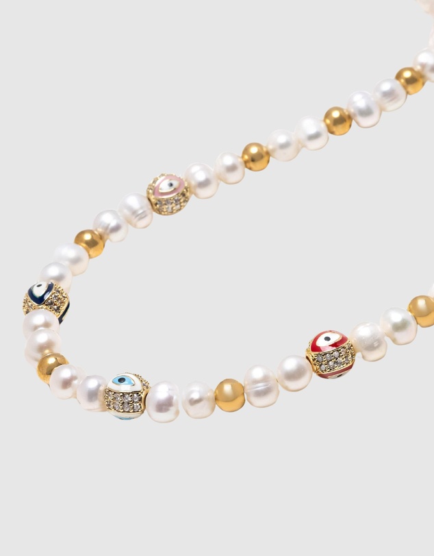 Nialaya Jewellery - Evil Eye Pearl Choker