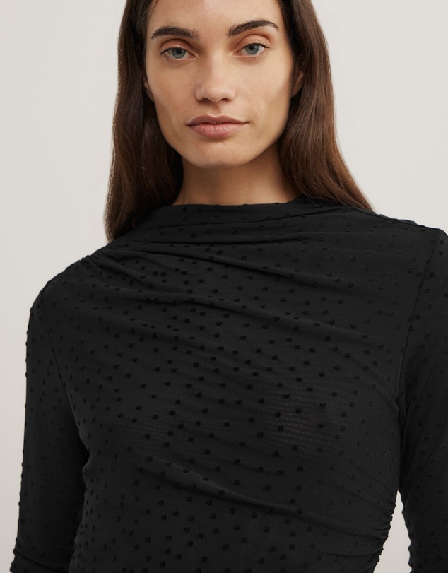 Witchery - Asymmetric Flocked Long Sleeve Top