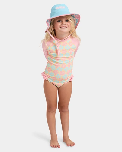 Billabong - Girls 2 to 7 Sun Petals Long Sleeve Onepice Swimsuit
