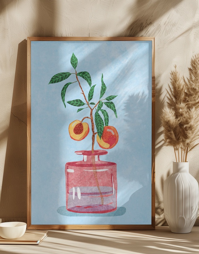 Olive et Oriel - Peach Tree In Vase by Raissa Oltmanns Art Print