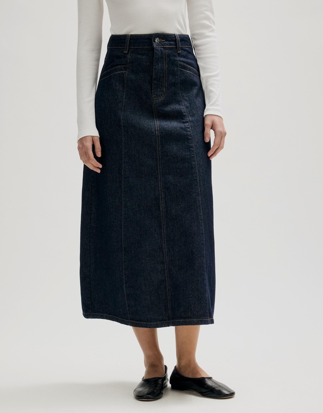 Atmos&Here - Rosa A-Line Denim Midi Skirt