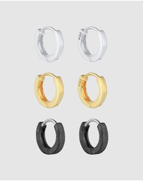 Kuzzoi - ICONIC EXCLUSIVE - Earrings Mens Creole Set Oxidised Gold Plated in 925 Sterling Silver