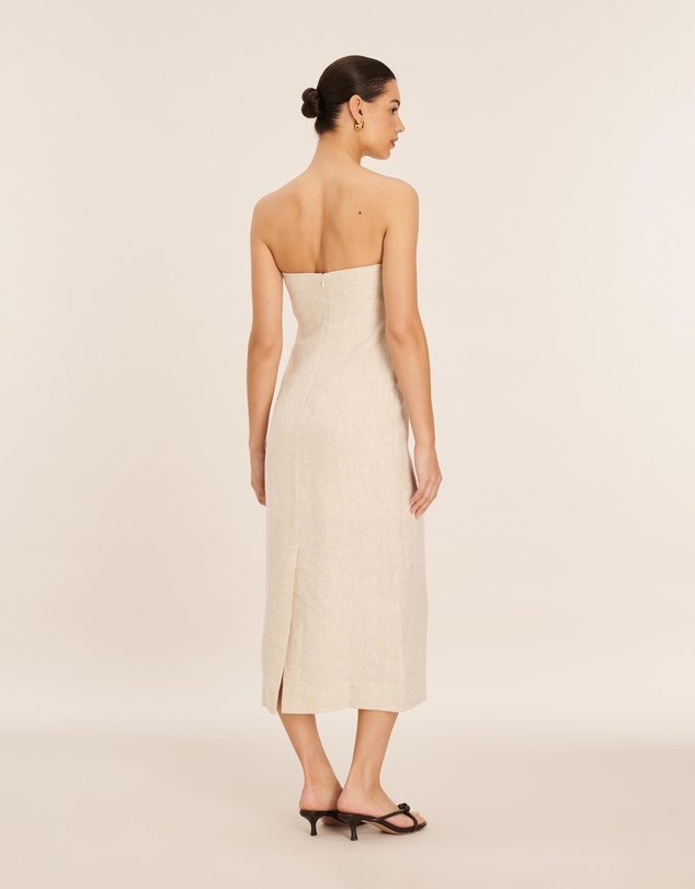 AERE - Linen Column Strapless Midi Dress