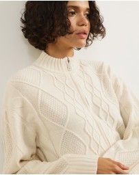 Atmos&Here - Evie Two-Way Zip Cable Knit Cardigan