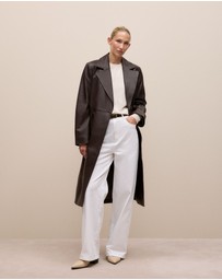 Trenery - Leather Trench Coat in Coffee Bean